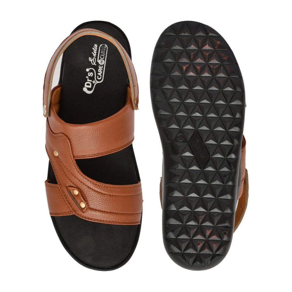 Men's Synthetic Solid Slip On Airmix Slipper (Tan)