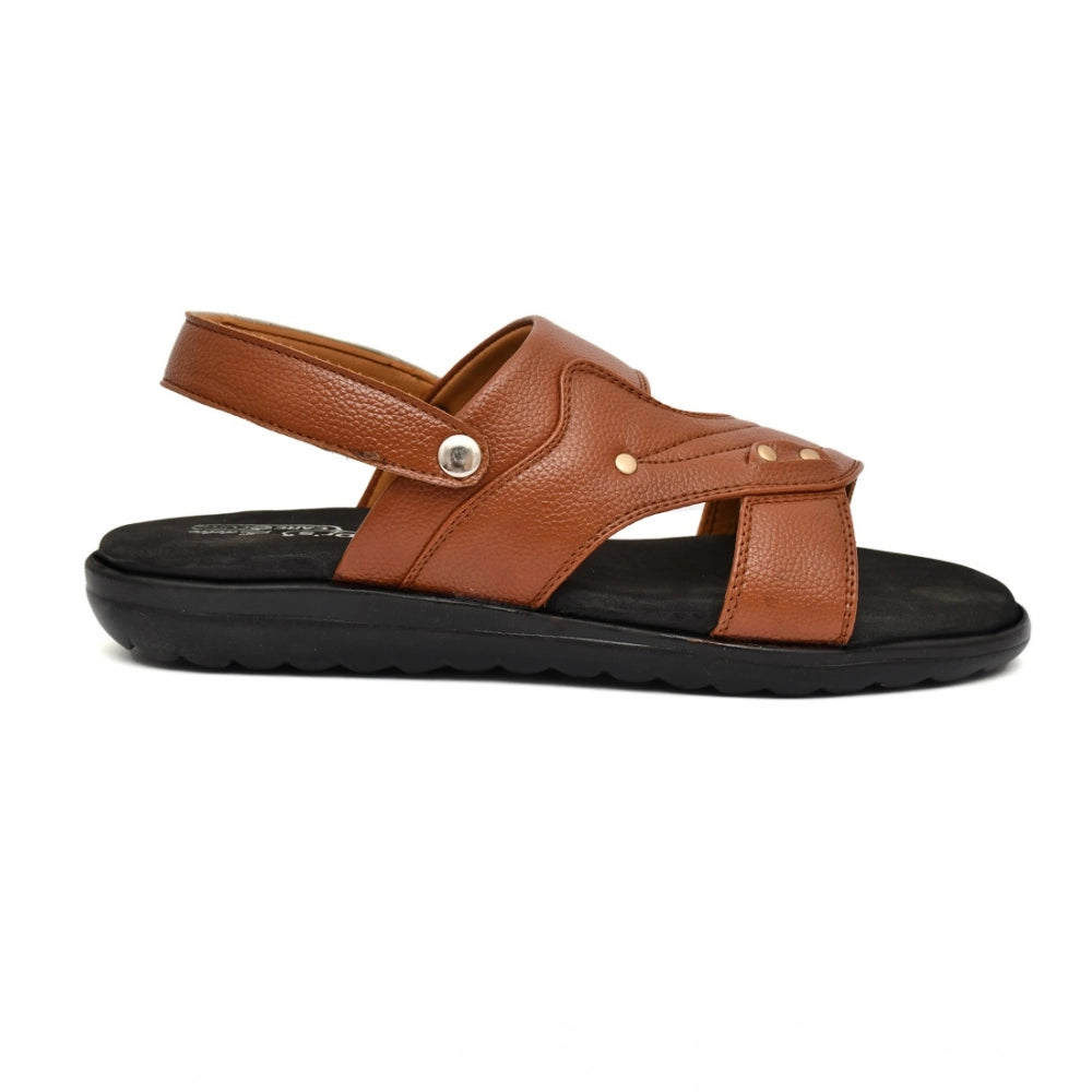 Men's Synthetic Solid Slip On Airmix Slipper (Tan)