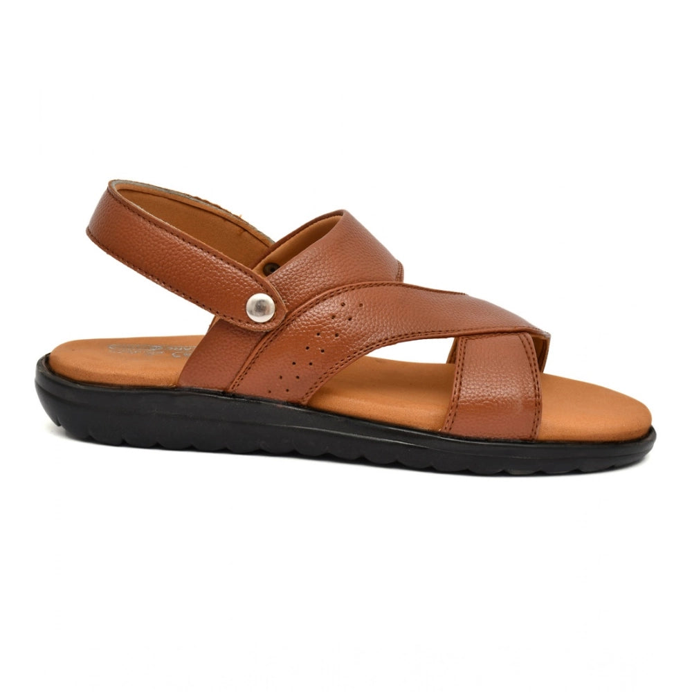 Men's Synthetic Solid Slip On Airmix Slipper (Tan)