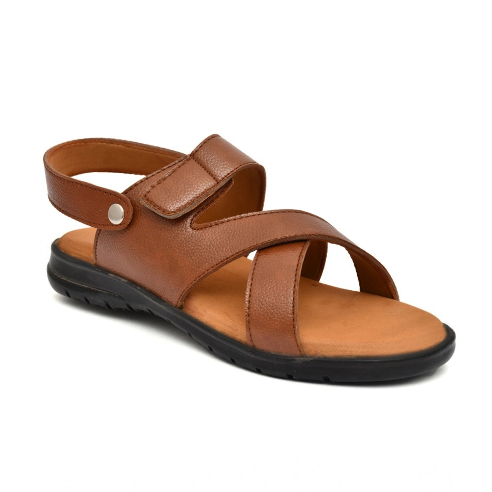 Men's Synthetic Solid Slip On Airmix Slipper (Tan)