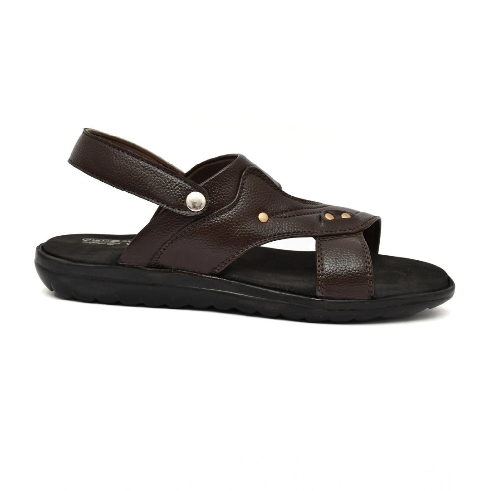 Men's Synthetic Solid Slip On Airmix Slipper (Brown)