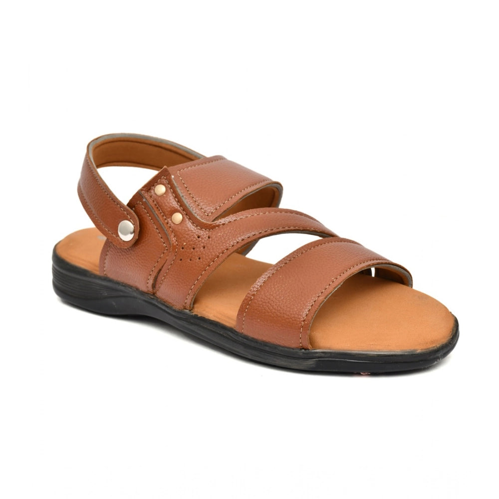 Men's Synthetic Solid Slip On Airmix Slipper (Tan)