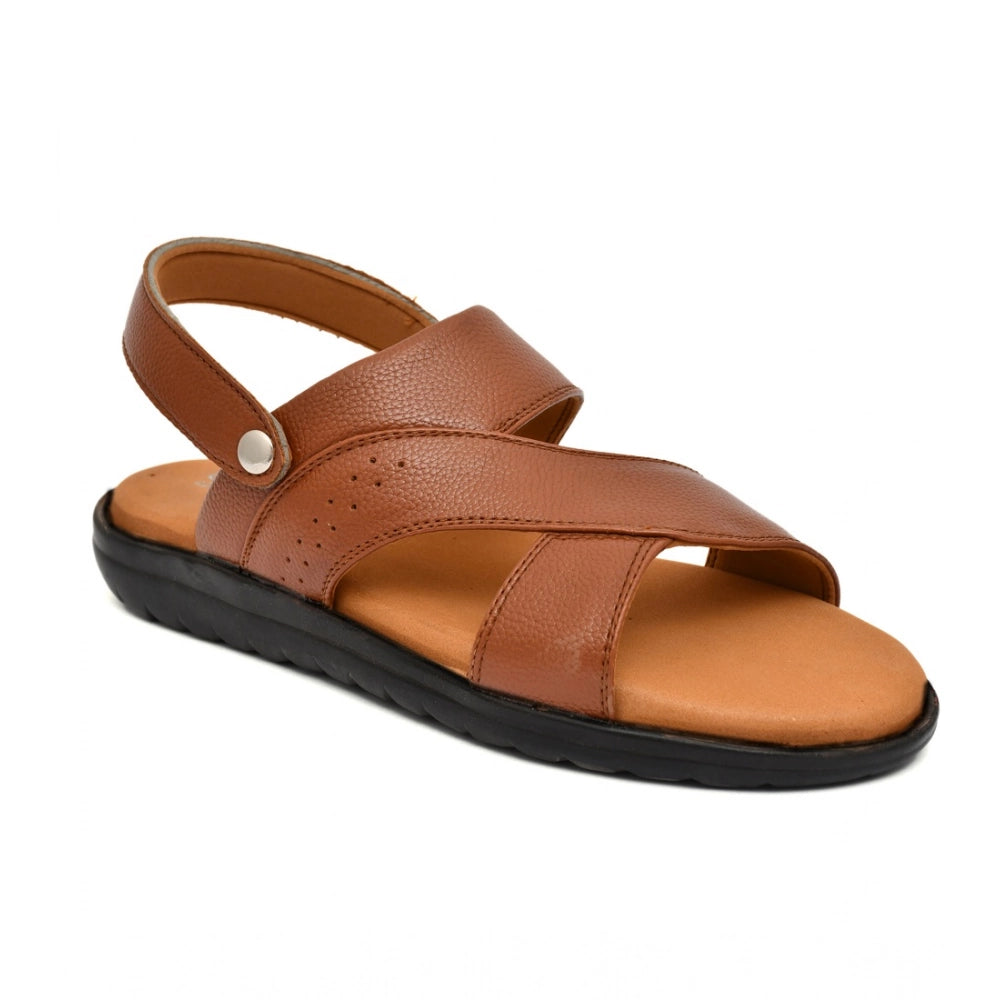 Men's Synthetic Solid Slip On Airmix Slipper (Tan)