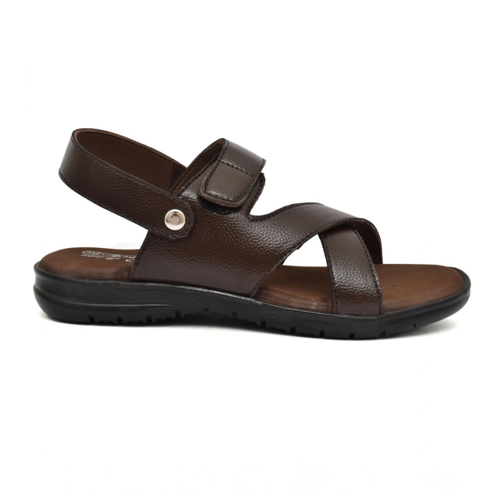 Men's Synthetic Solid Slip On Airmix Slipper (Brown)