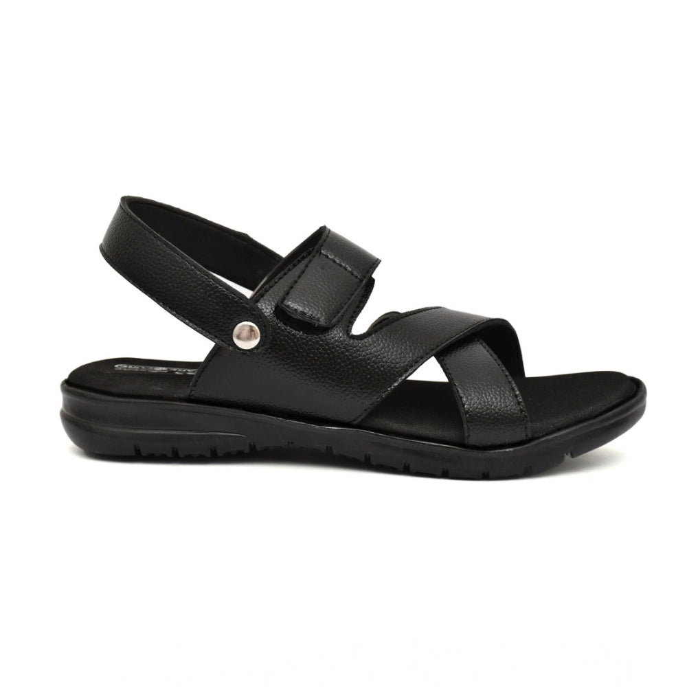 Men's Synthetic Solid Slip On Airmix Slipper (Black)