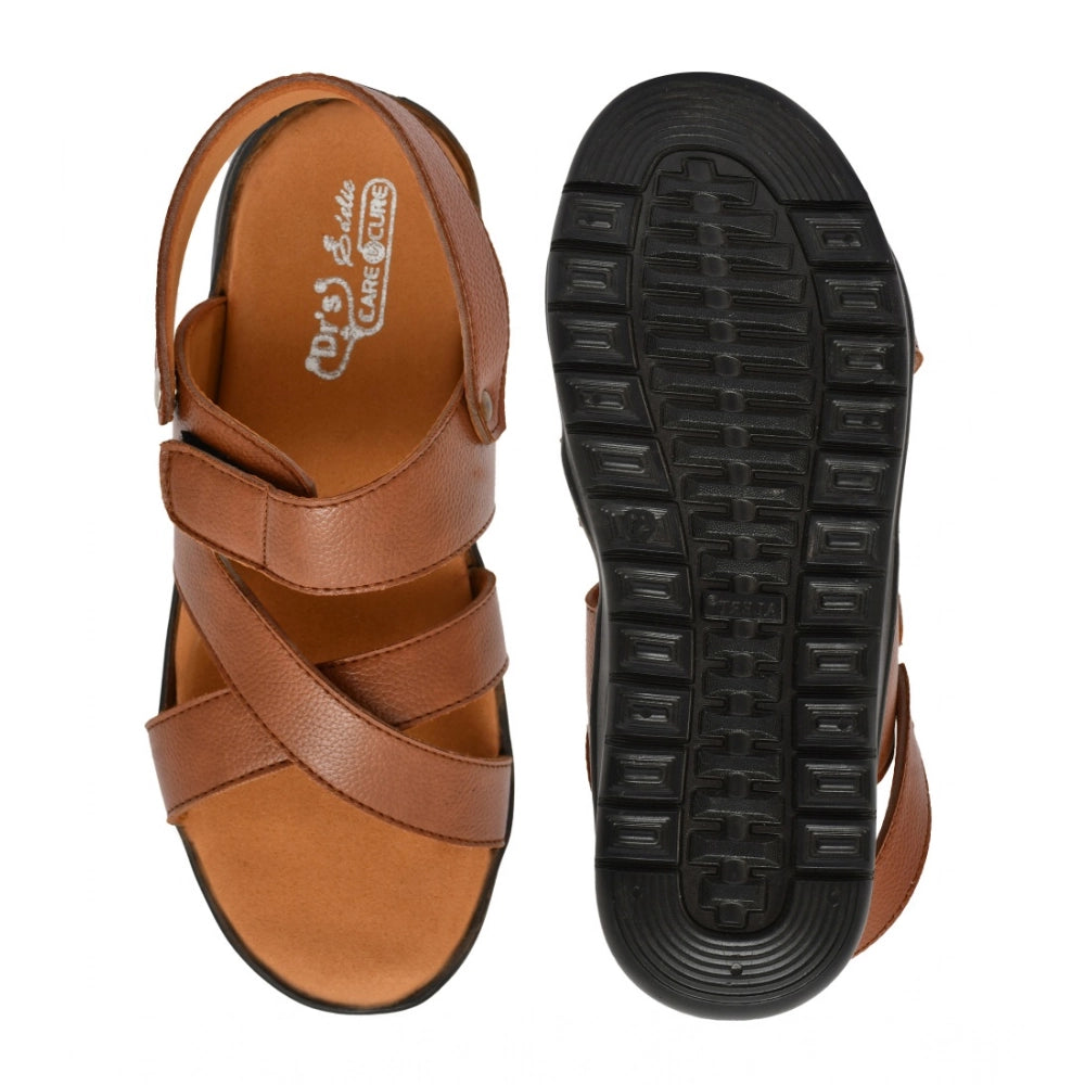 Men's Synthetic Solid Slip On Airmix Slipper (Tan)