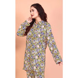 Women's rayon printed mandarin collar full sleeve co ord set