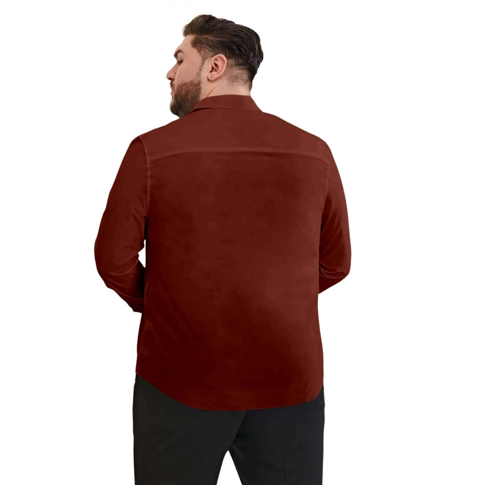 Mens Casual Cotton Solid Full Sleeve Shirt (Maroon)