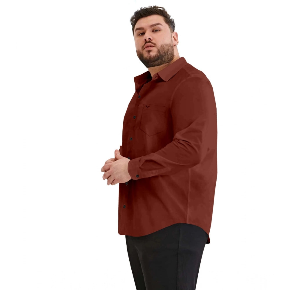 Mens Casual Cotton Solid Full Sleeve Shirt (Maroon)