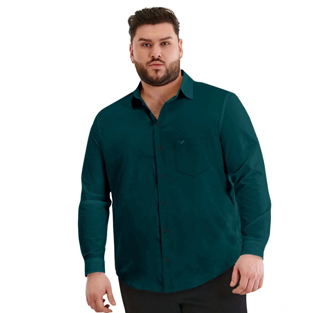 Men's solid dark green casual full sleeve shirt