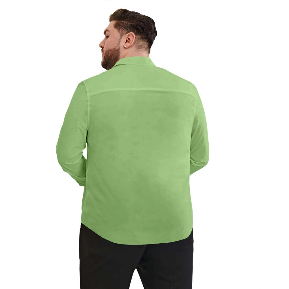 Mens Casual Cotton Solid Full Sleeve Shirt (Pista)