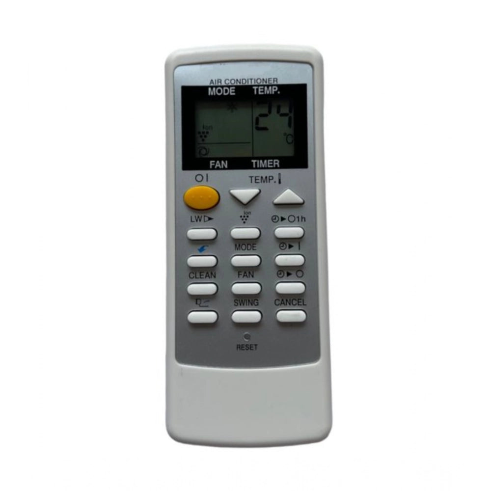 White ergonomic AC Remote 76B replacement for Sharp, long-range, lightweight, operates devices from sofa or bed