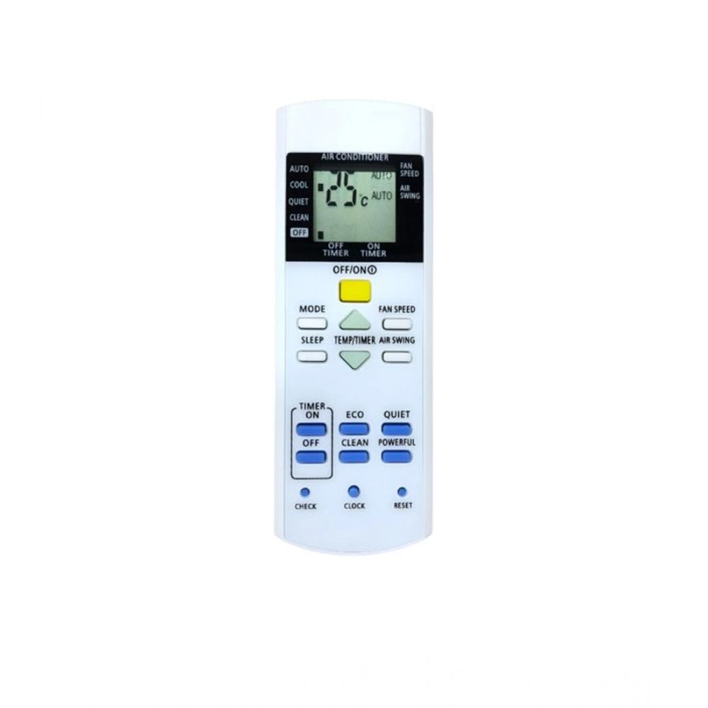 White ergonomic AC Remote No. 29H replacement for Panasonic, long-range operation from sofa or bed