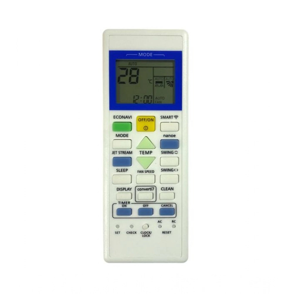 White Panasonic Inverter AC Remote Control, compatible-replacement for Panasonic model 157F, ergonomic design, long distant range, lightweight