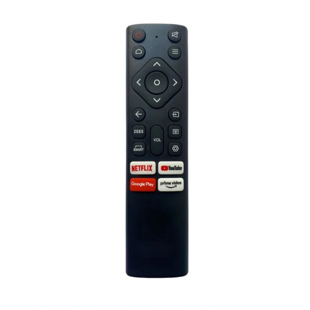 Black ergonomic remote control for Nokia Smart TV, compatible with YouTube and Netflix