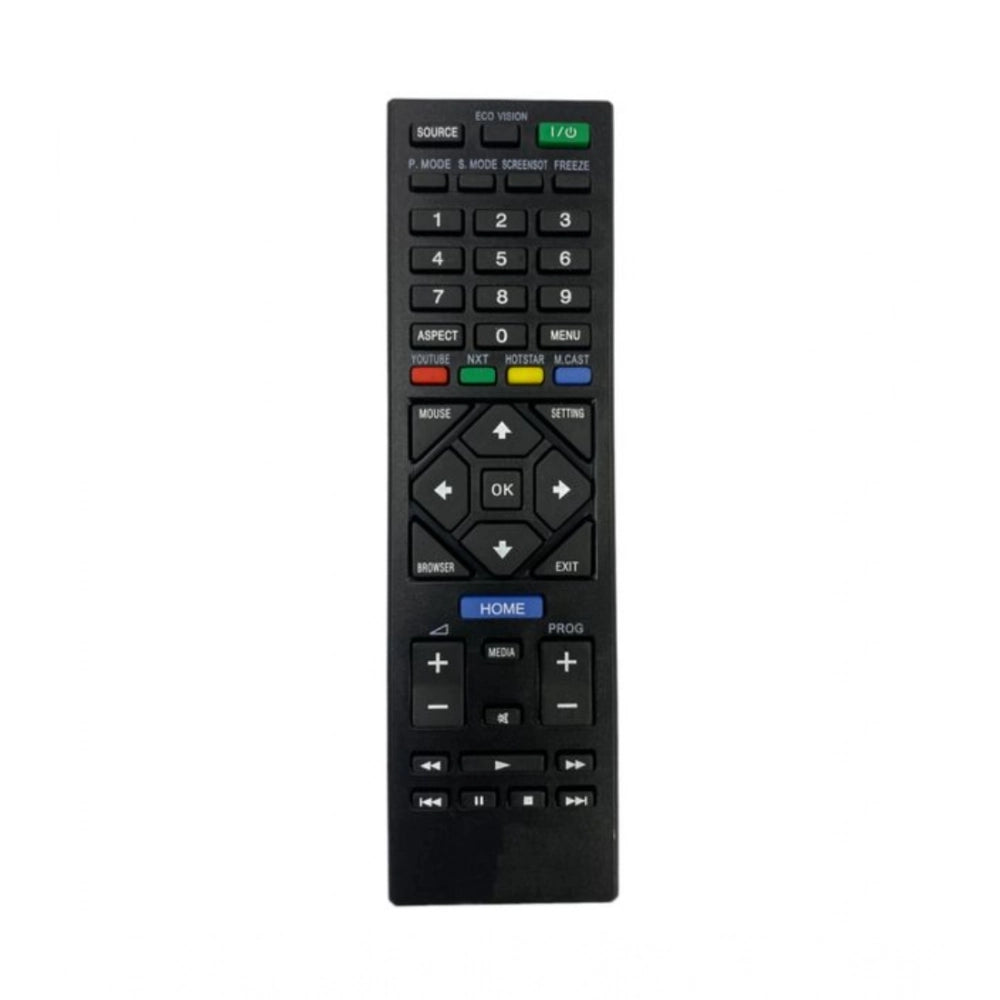 Black ergonomic smart TV remote (No. 1066) for F-D LCD/LED devices, long-range replacement with comfortable grip for easy operation from sofa, divan, or bed