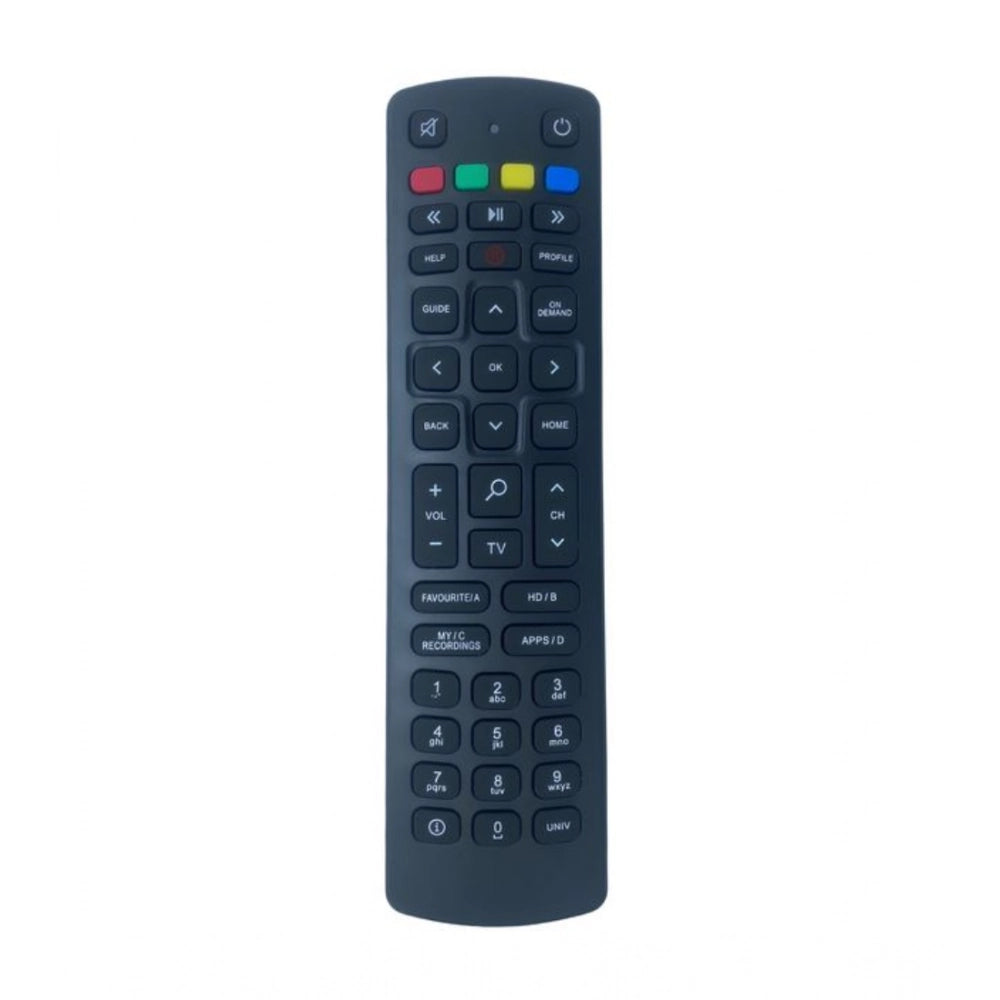 Black ergonomic remote control, Set Top Box Remote No. 1097 - compatible replacement for Jio Fiber, long-range operation from sofa or bed