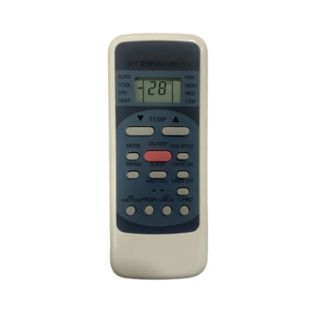White ergonomic AC Remote No. 12 replacement for Voltas, facilitates long-distance control of air conditioner from sofa or bed