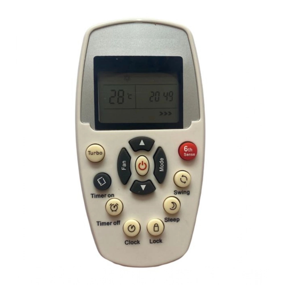 White ergonomic AC remote control replacement for Whirlpool (No. 110), facilitates long-distance operation from any room corner
