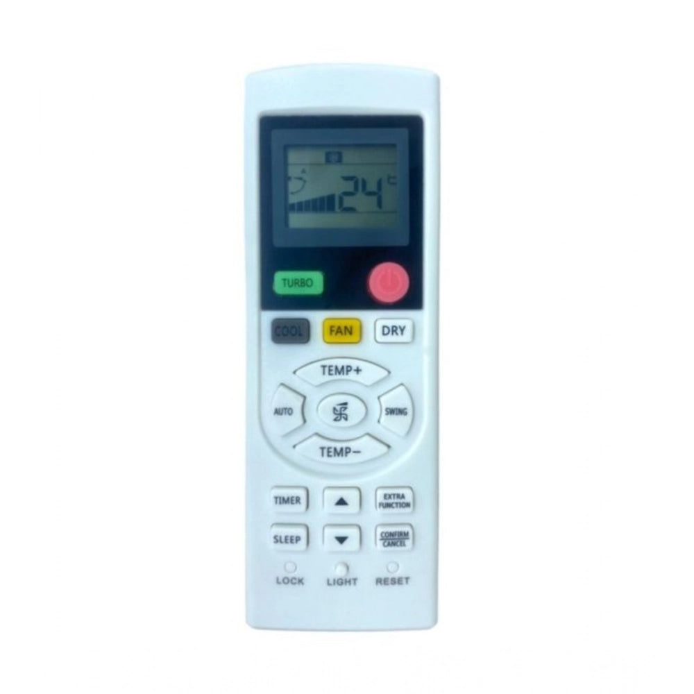 White ergonomic remote control, AC Remote No. 131A compatible with Haier AC, facilitates comfortable operation from sofa or bed