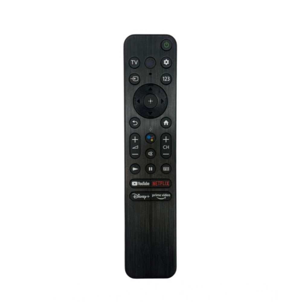 Black ergonomic remote control (No. 1047) for Sony Smart TV with Netflix, Disney, YouTube, and Prime Video functions, offering long-range operation from sofa, divan, or bed