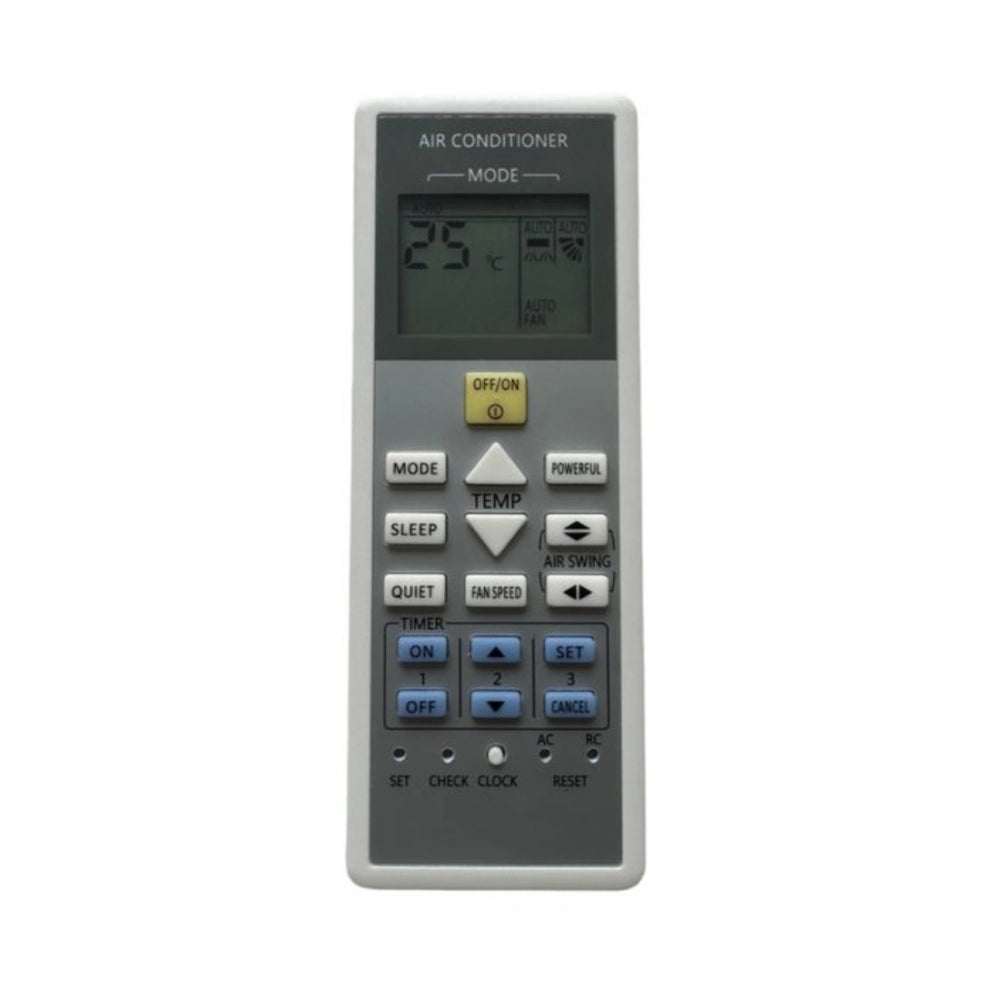 Grey ergonomic AC Remote No. 157B replacement for Panasonic devices, long-range remote control for comfortable use from sofa or bed