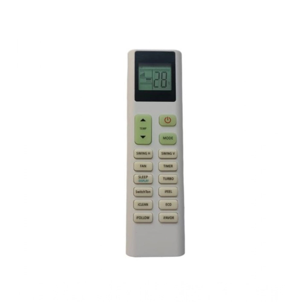 White ergonomic AC Remote No. 254 replacement for Kelvinator, offers long-range control from sofa or bed
