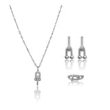 Silver-plated stainless steel unique design combo jewelry for women, close-up view