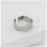 Stainless steel silver-plated freesize western finger ring, polished accessory for everyday wear