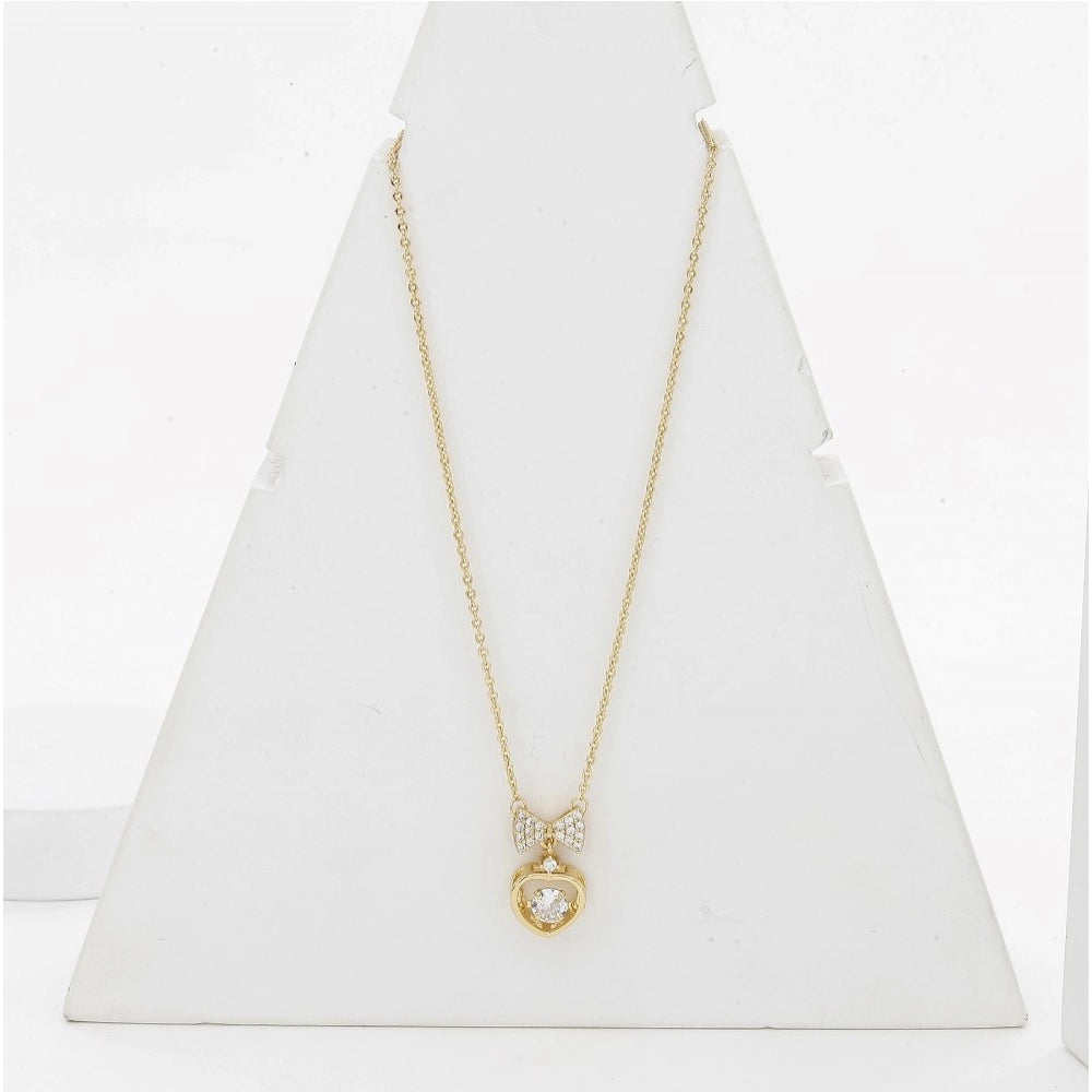 Women's Stainless Steel Heart Shape Golden Delicate Pendent Chain (Gold Plated)