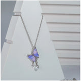 Silver-plated stainless steel butterfly dailywear pendant on delicate chain, ideal for everyday wear