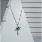 Silver-plated stainless steel key design delicate chain for women, close-up view
