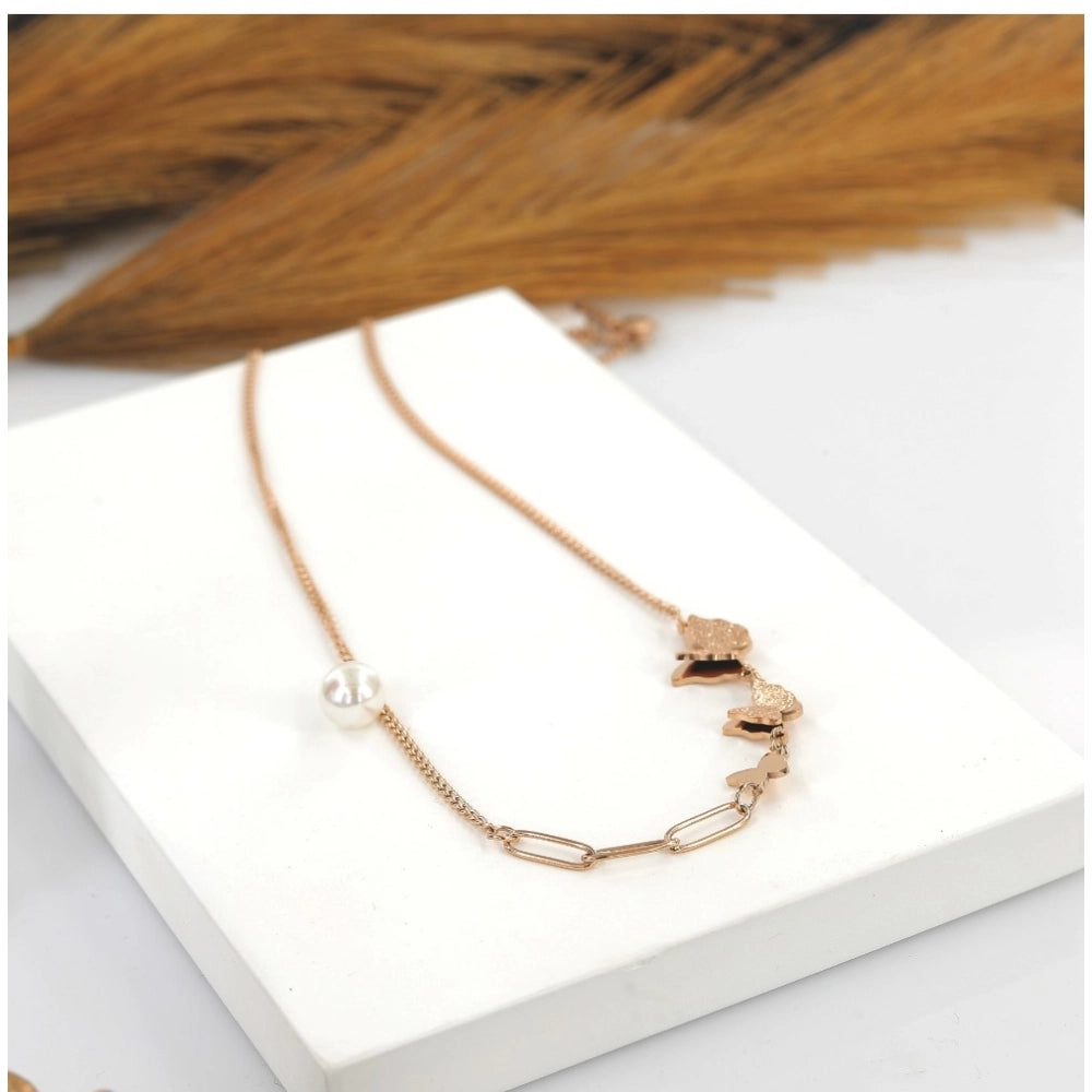 Gold-plated stainless steel butterfly pendant on delicate chain, delicate jewelry accessory for women
