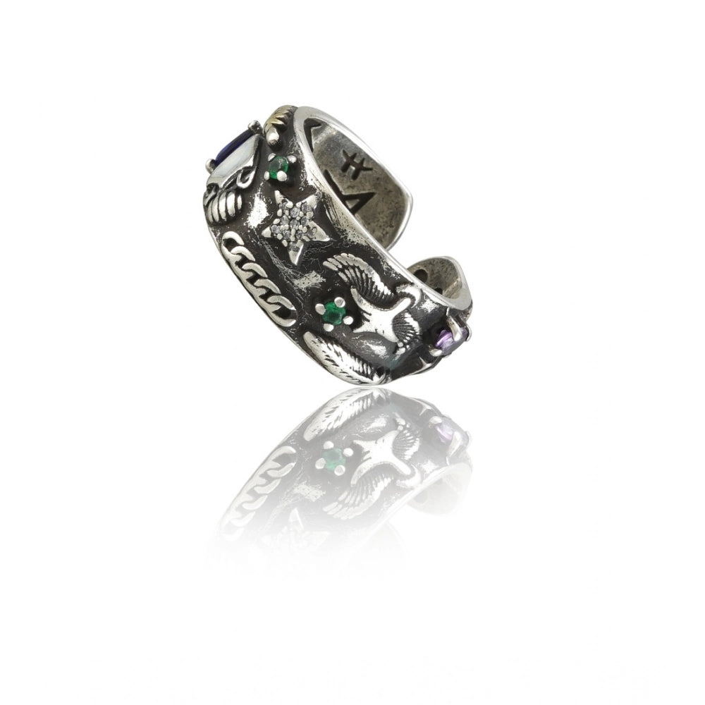 Stainless steel, silver-plated office ring for versatile wear