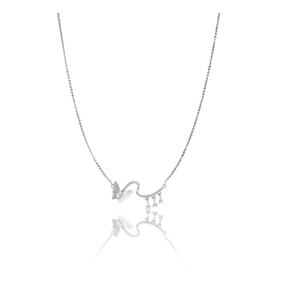 Stainless steel imported pendant chain, silver plated - women's jewelry accessory on display