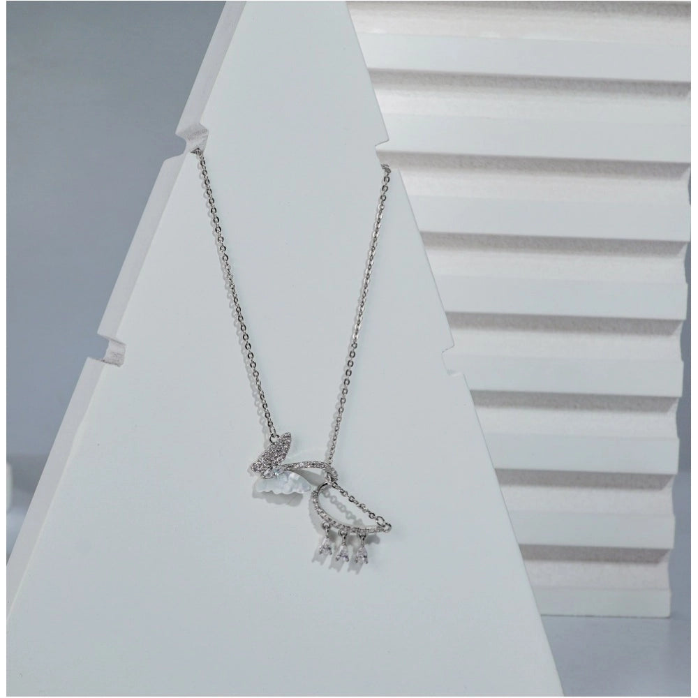 Silver-plated stainless steel women's pendant chain, imported design with vibrant shine