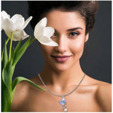 Silver-plated stainless steel butterfly dailywear pendant on delicate chain for women, close-up view