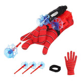 Red rubber spider web shooter toy for kids, electronic action figure with web-slinging accessory
