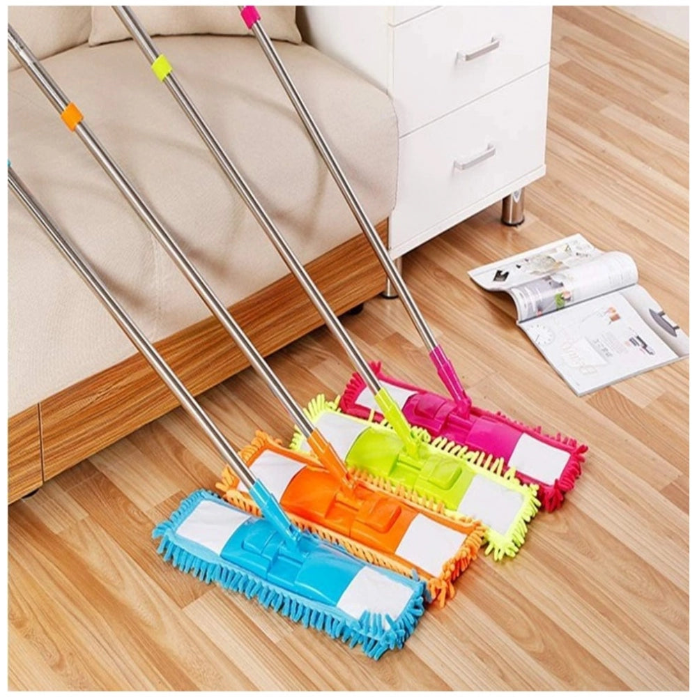Multicolor aluminum mop with microfiber duster for wet and dry floor cleaning, telescopic handle