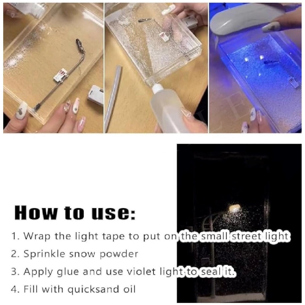 Transparent wood snowfall lamp, street light night light with simulated snow effect