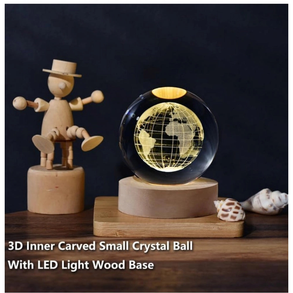 3D night lamp with colorful LED lights, transparent finish, wooden base
