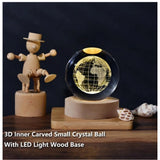 3D night lamp with colorful LED lights, transparent finish, wooden base