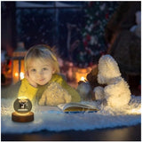 Transparent wooden night light with colorful LED 3D galaxy crystal ball, ideal for a deer-themed room decor