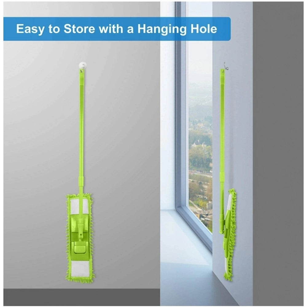 Multicolor aluminum mop with microfiber duster for wet and dry floor cleaning, telescopic handle