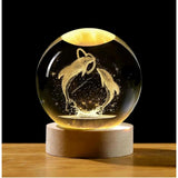 Wooden transparent 3D dolphin crystal ball night light, ideal for bedroom decor