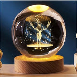Transparent wood night light, colorful galaxy crystal ball with LED, for a cozy ambiance