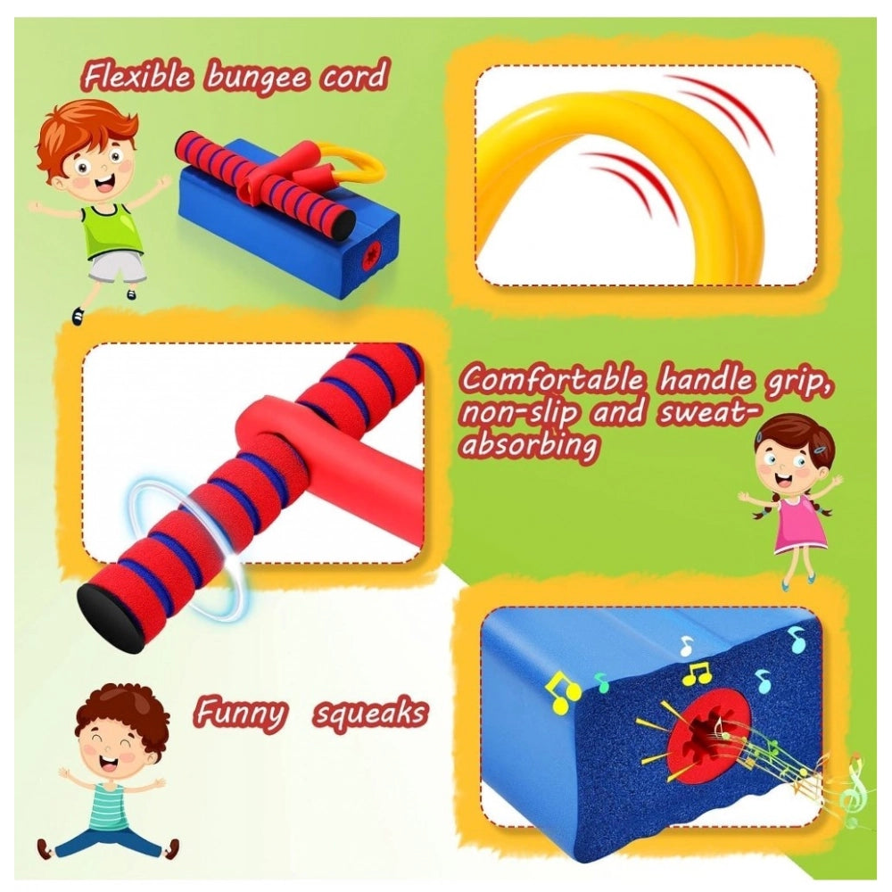 Multi-colored rubber pogo jumper for kids, safe and durable bouncing toy for ages 3 and up, holds up to 250lbs (Kids Pogo Jumper)