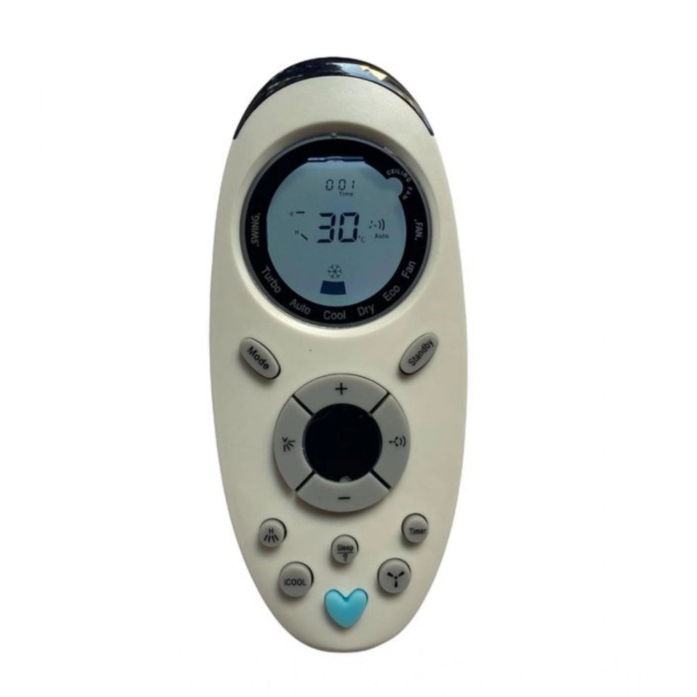 White Onida AC Remote Control No.143B with Backlight, long-distance range for easy operation from sofa or bed