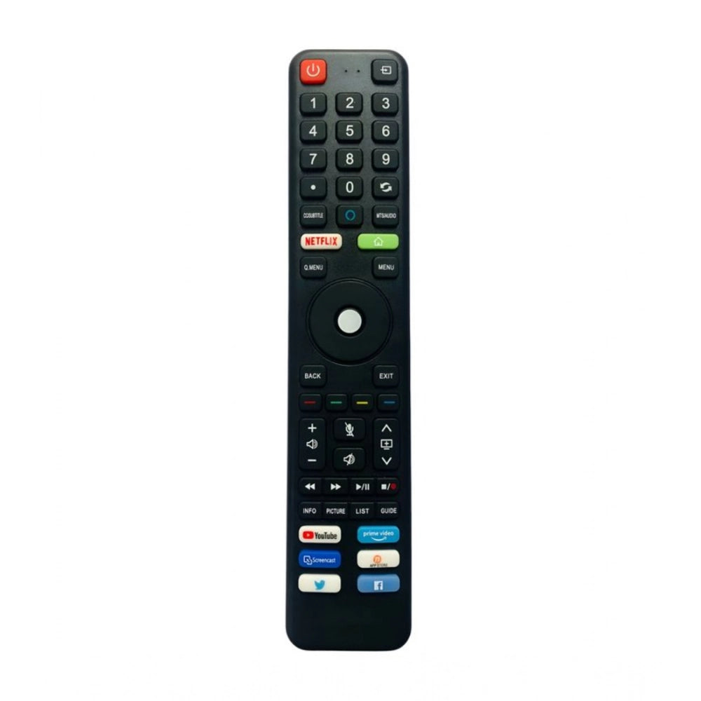 Black ergonomic Toshiba Smart TV remote control for long-distance operation from sofa or bed, No. 1195 (No Voice)