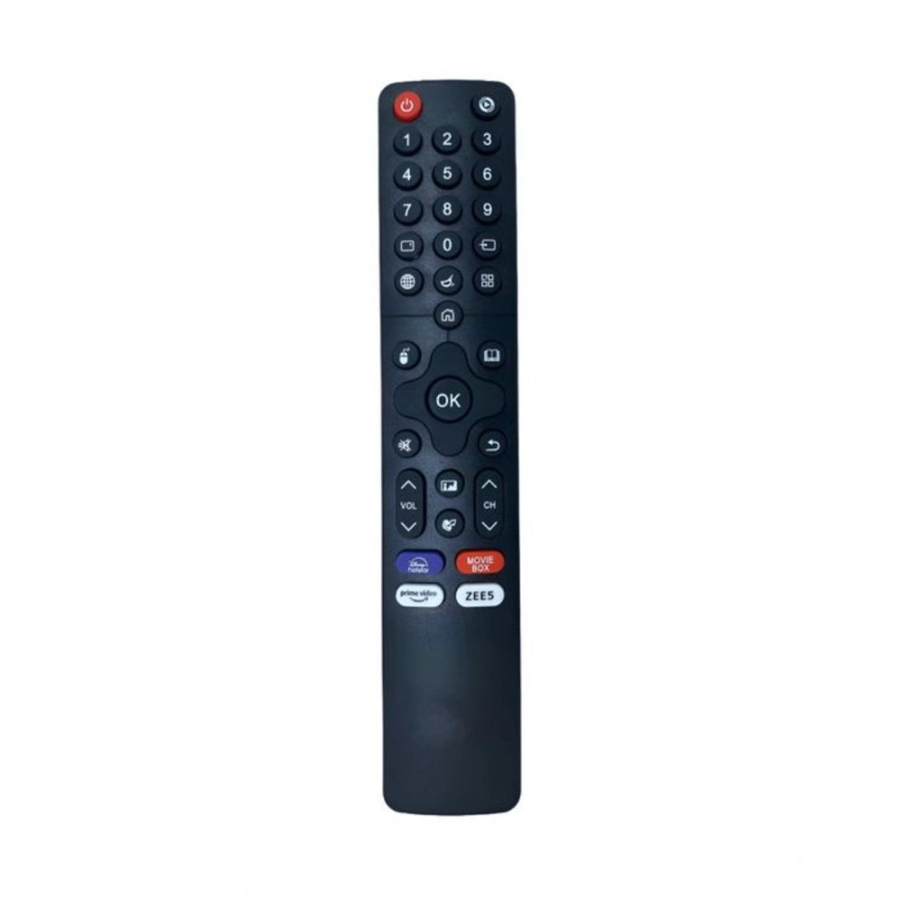 Black ergonomic Sansui Smart TV LCD LED remote control (No Voice), long-distance range for comfortable operation from sofa, divan, or bed